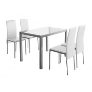Conjunto mesa con 4 sillas a juego en color blanco