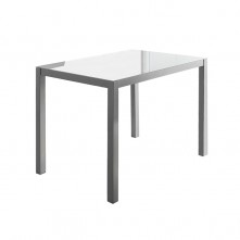 Mesa rectangular en cristal blanco puro