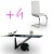 Conjunto de mesa transparente y sillas polipiel mod. Artemisa-Hermes-blanca